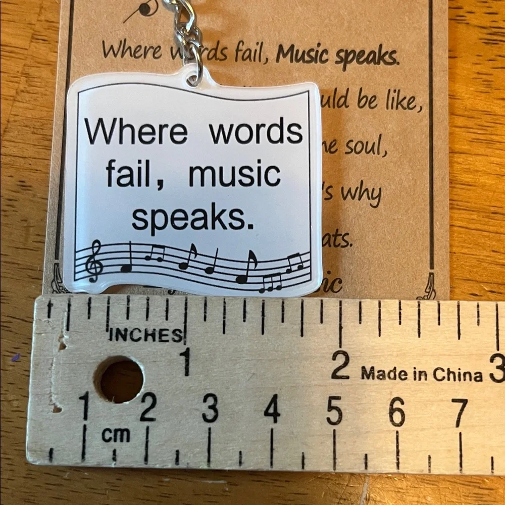 Music Is Life Quote Keychain with Organza Bag and Card